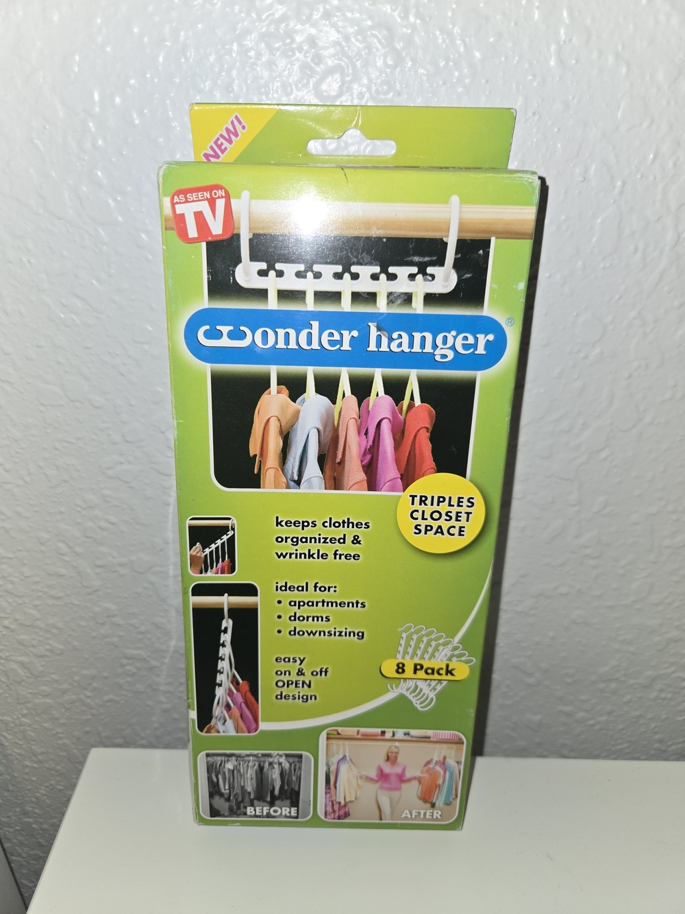 Wonder Hanger 8-Pack Space-Saving Closet Hangers - White